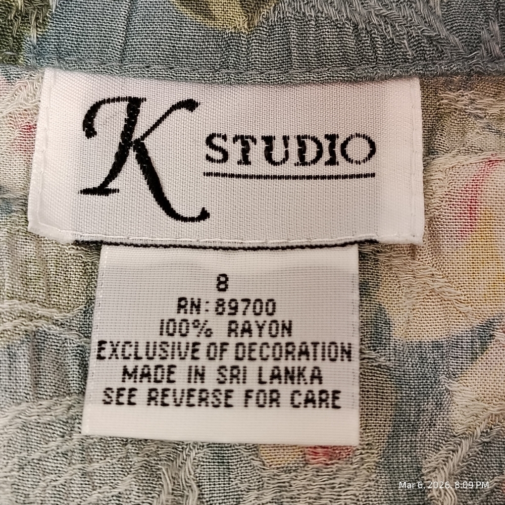 K Studio Two Piece Dress Set Floral Cottage Core Women’s Size 8 VINTAGE - Picture 3 of 9